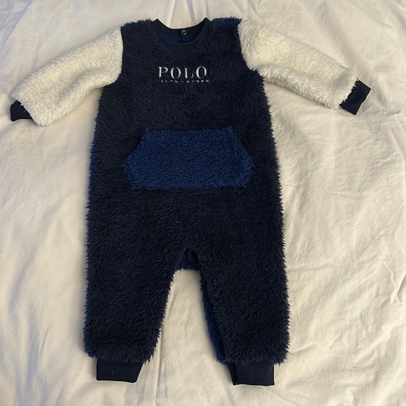 EUC Polo Ralph Lauren Baby Fleece Coverall 9 months - Picture 3 of 7